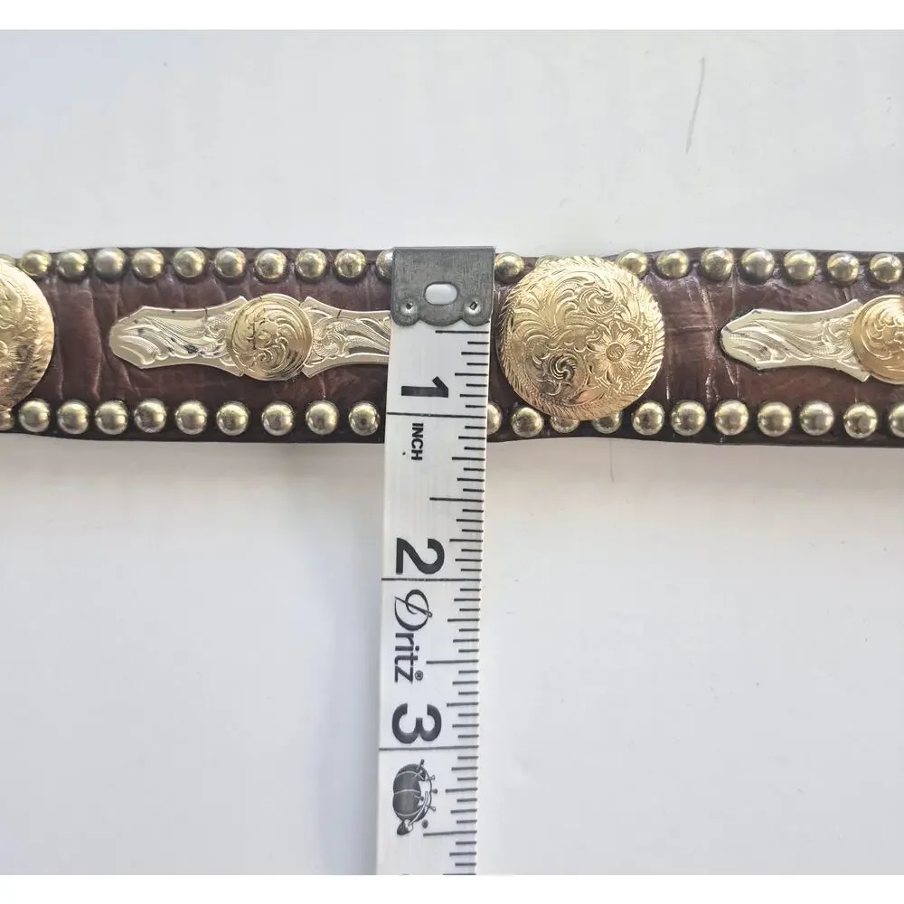Vintage Al Beres Womens Belt Western Concho Size 42 Leather Made In USA Brown